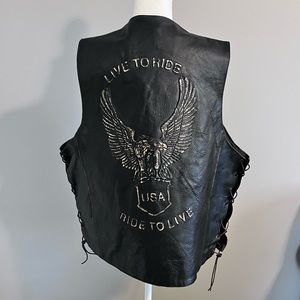 Men’s Leather Motorcycle Vest Size XL